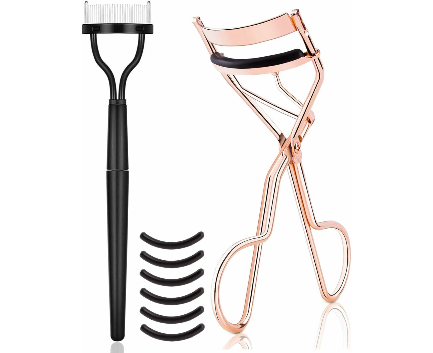 Eyelash Curler Kit Metal Lash Curlers with Mascara Applicator (Rose Gold)