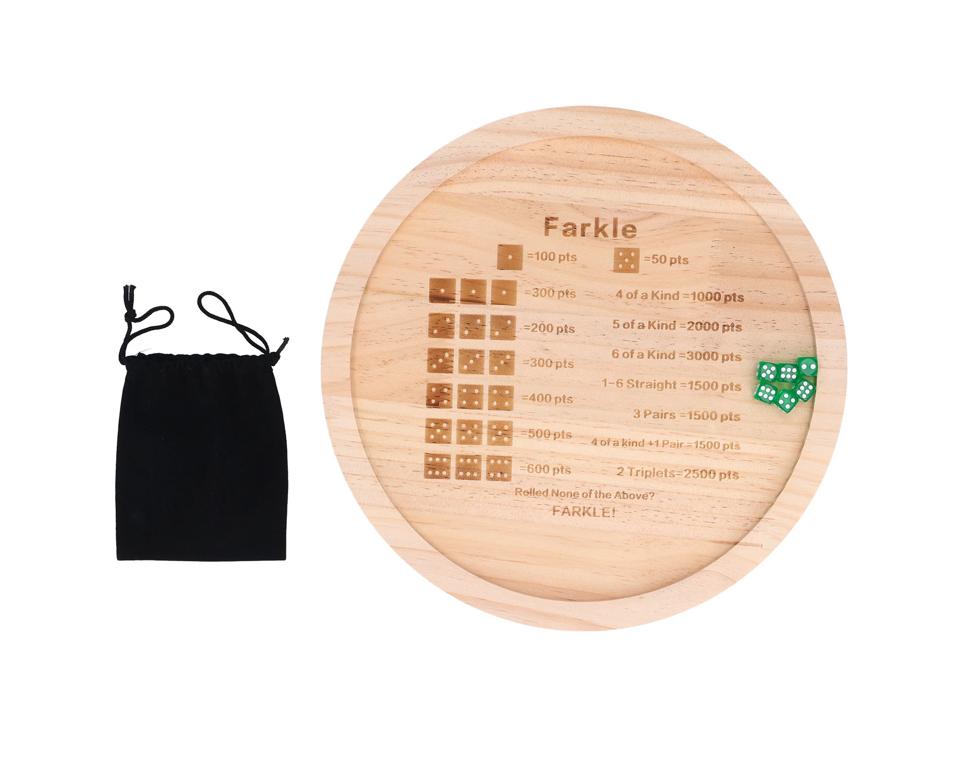 Farkle Dice Tray Improve Math Skills Wooden Classic Dice Game Tray for Family Game Round 30cm