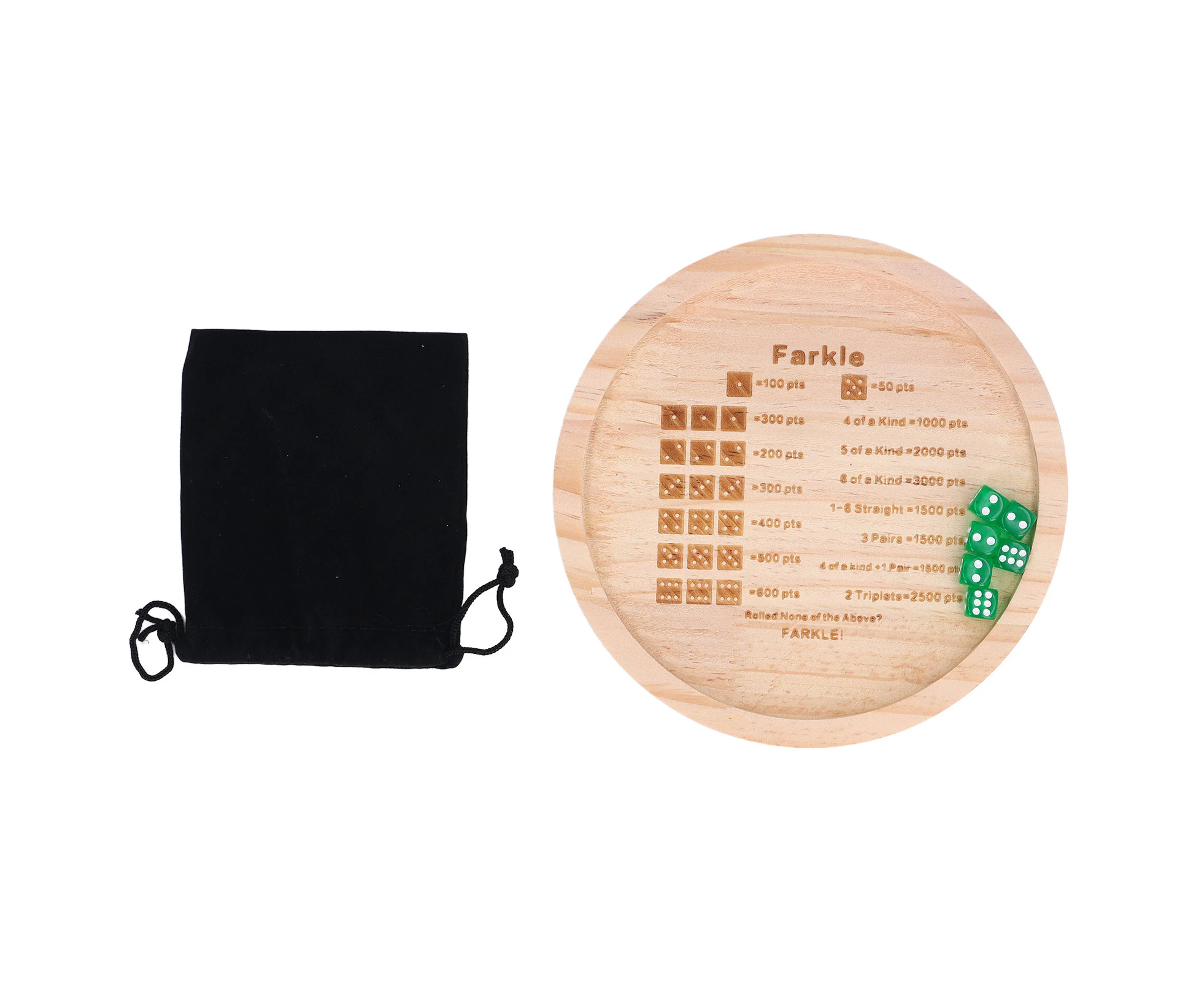 Farkle Dice Tray Improve Math Skills Wooden Classic Dice Game Tray for Family Game Round 18cm