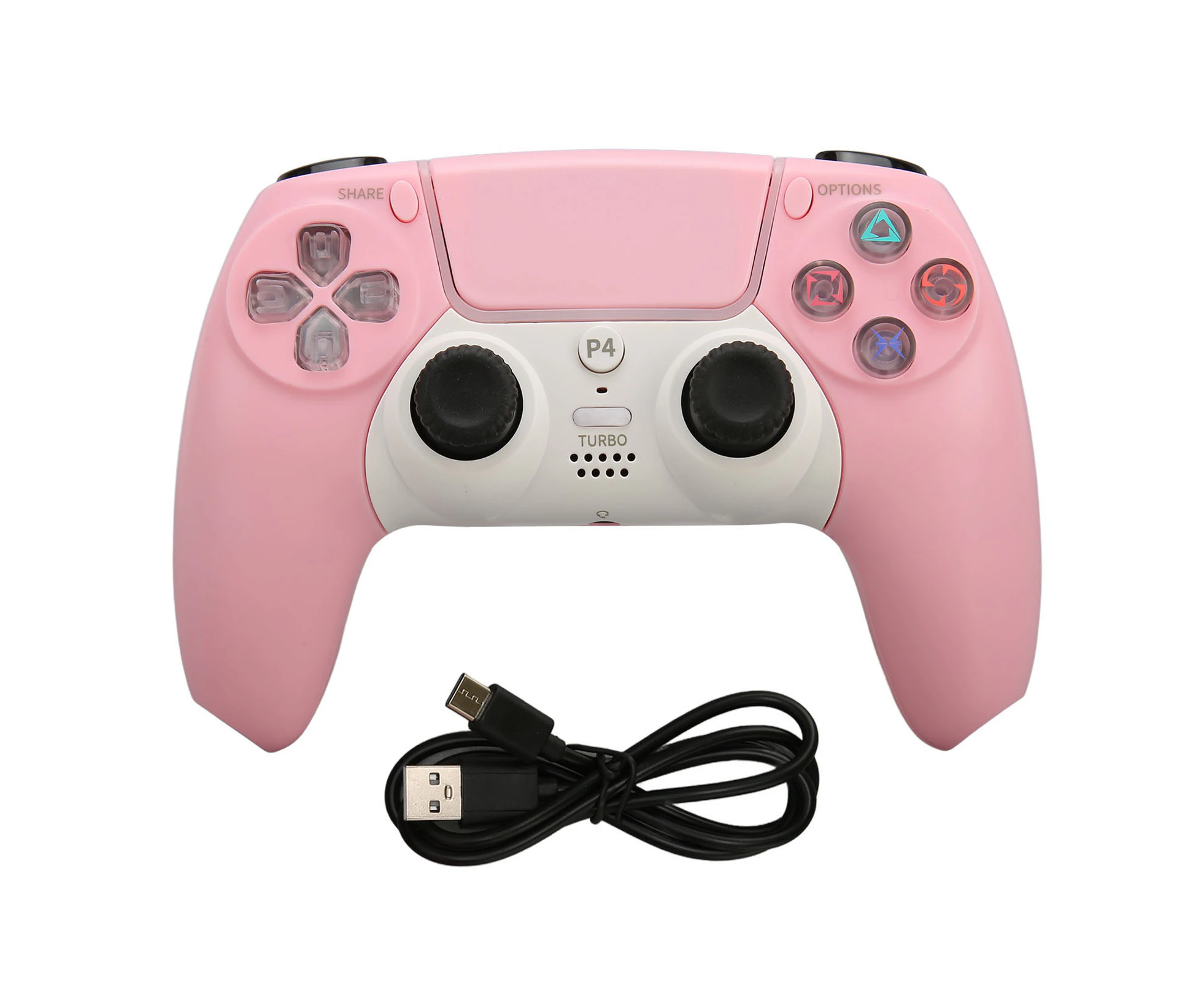 Bluetooth Controller Rechargeable Wireless Gamepad Joystick for PS4 for PS5 for Windows 7 8 10 PC Tablet Pink