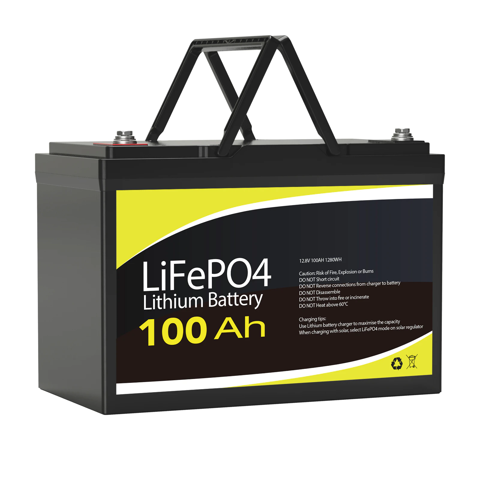 Ultra Light 9.5KG 12V 100Ah Lithium Iron Phosphate Battery LiFePO4 - 100% Real Capacity 1280Wh & Long-lasting Stability - Outdoor and Household Power