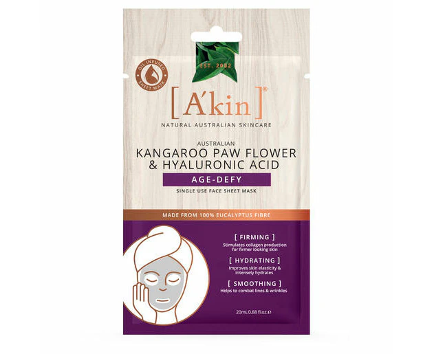 A'kin Kangaroo Paw Flower and Hyaluronic Acid Age-Defy Face Mask 1 pack