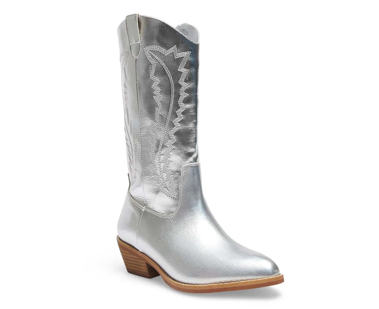 Womens Footwear Ravella Cowboy Silver Metallic Boot