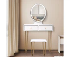 Levede Dressing Table LED Light Strip Makeup Mirror Stool Set Vanity Desk White