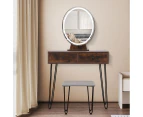 Levede Dressing Table LED Light Strip Makeup Mirror Stool Set Vanity Desk Brown