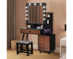 Levede Dressing Table Stool Set Makeup Mirror Vanity Storage Desk LED Bulbs