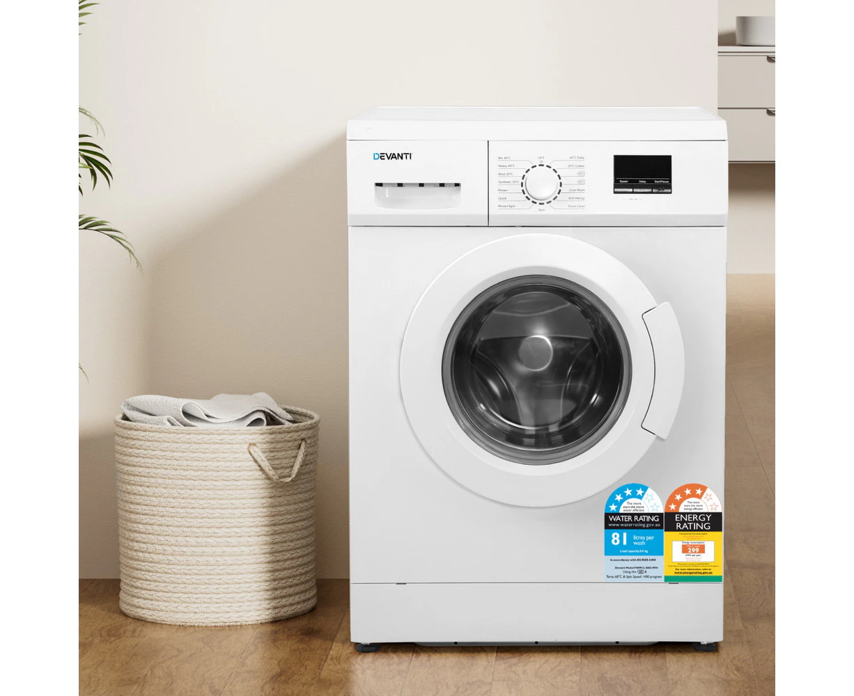 Devanti 8kg Front Load Washing Machine White