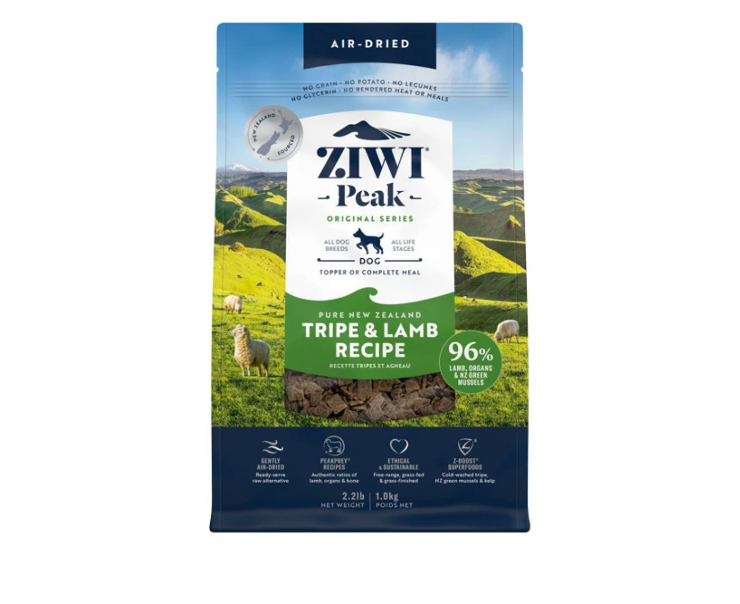 Ziwi Peak Air Dried Tripe & Lamb Recipe Dry Dog Food 1kg