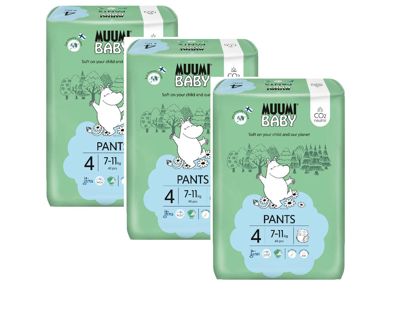 Muumi Nappy Pants Size 4 Maxi 7-11kg (3x40) Carton of 120