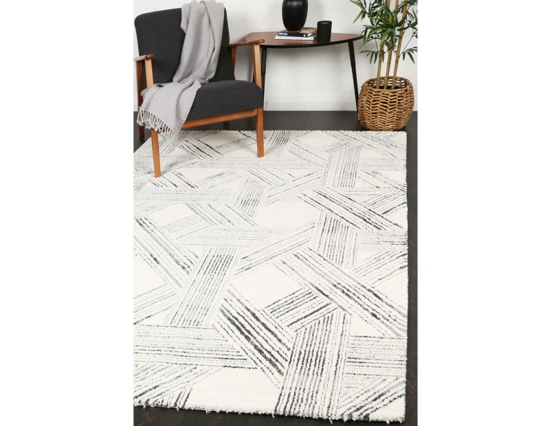 Verve Light Grey Geometric Rug 80x300cm