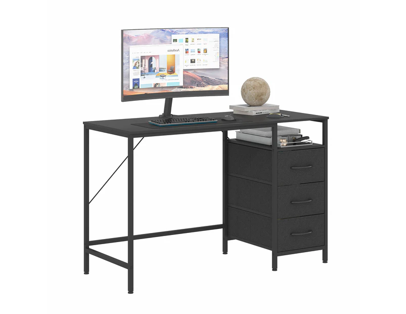 Advwin Computer Desk with Reversible Drawers Study Desk Home Office Desk Gaming Desk, Black