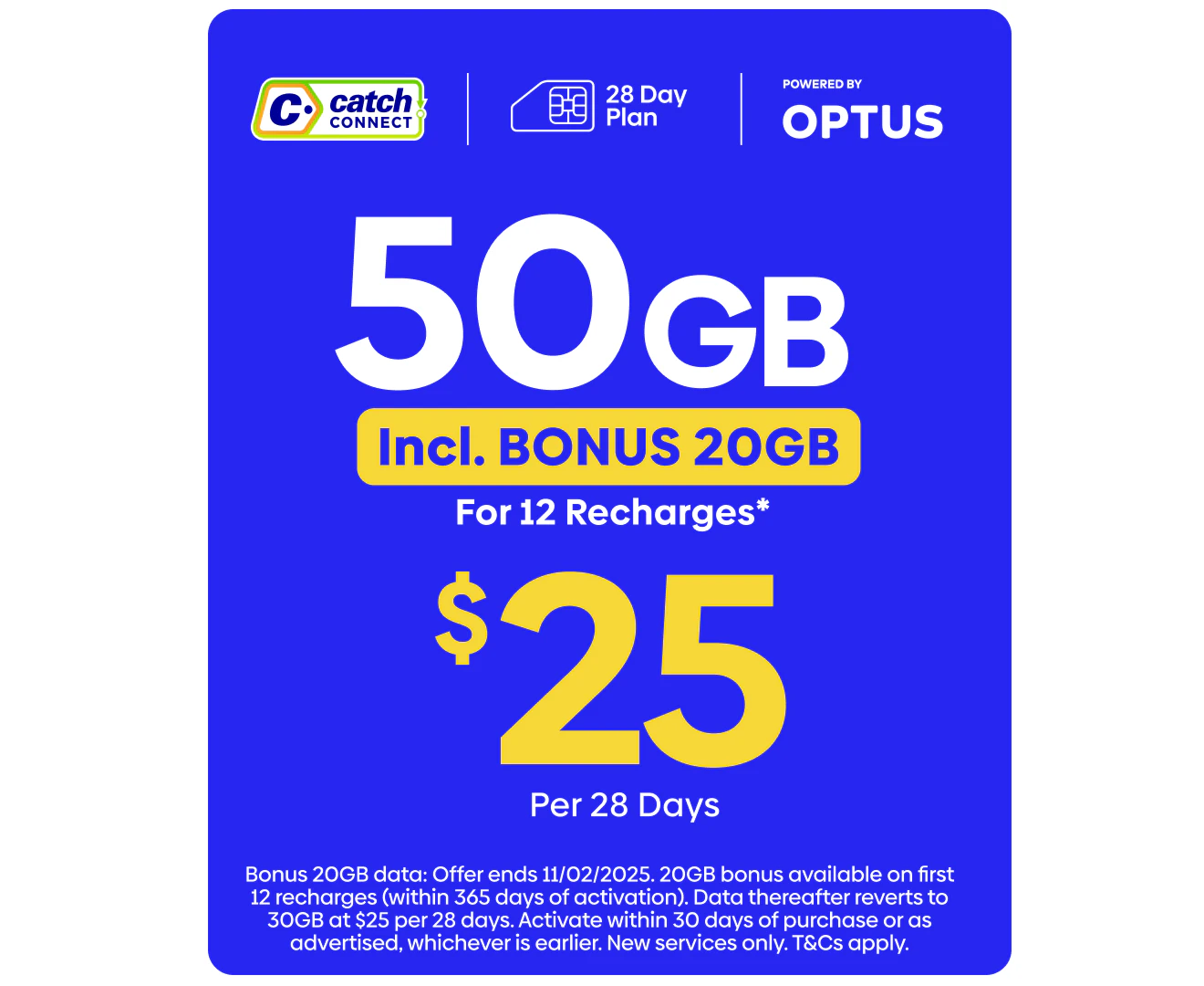 Catch Connect 28 Day Mobile Plan - 30GB