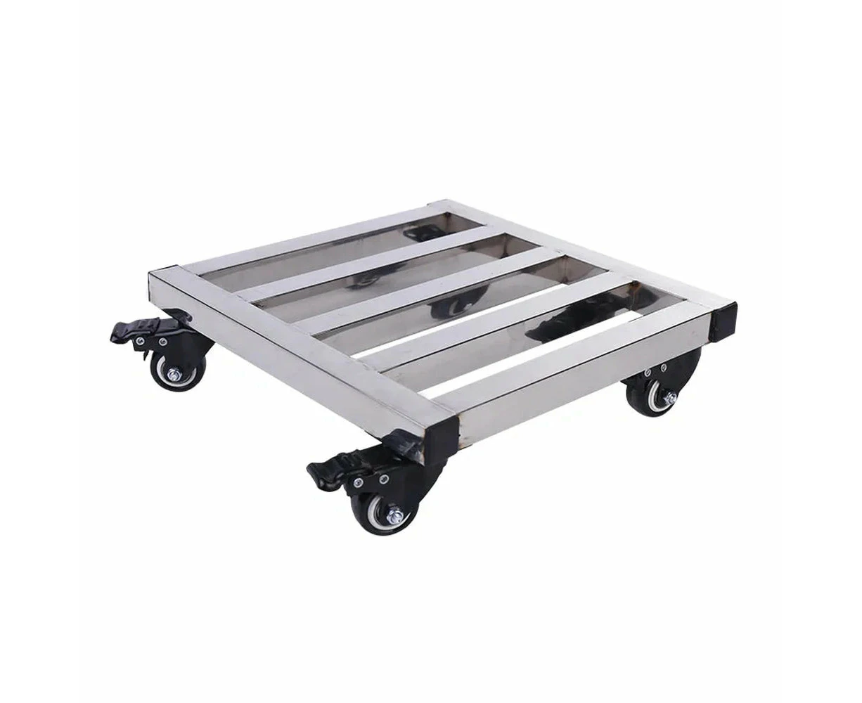 200KG Stainless Steel Moving Transport Trolley with Brake and Casters (40X40CM 4Casters)