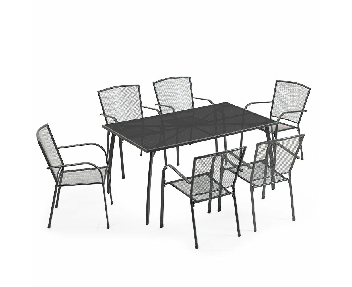 Outdoor Dining Sets Fortia 7Pc Outdoor Dining Furniture Setting Table And Chairs Outside With E Coating