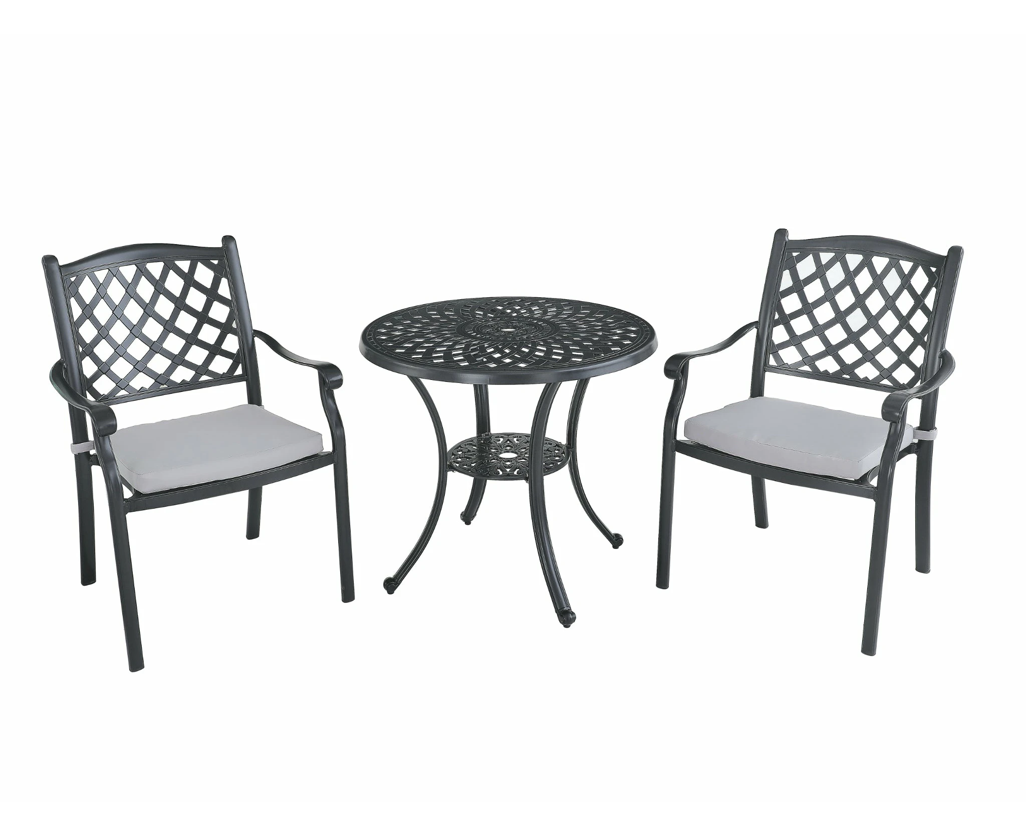 FurnitureOkay Orlando 3-Piece Cast Aluminium Outdoor Dining Setting - Black