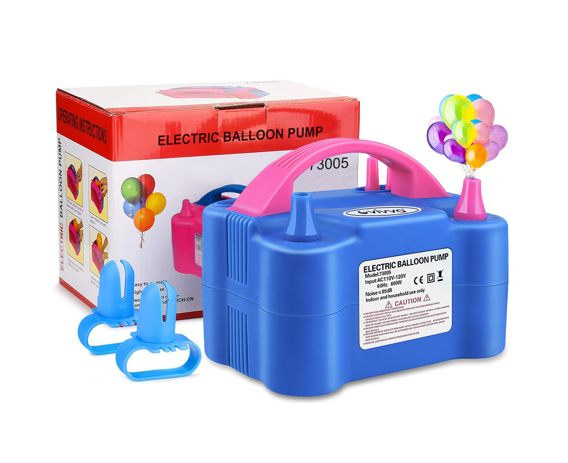 Vivva Electric Balloon Pump Portable Dual Nozzles nflator Balloon Air Pump for Party-Blue