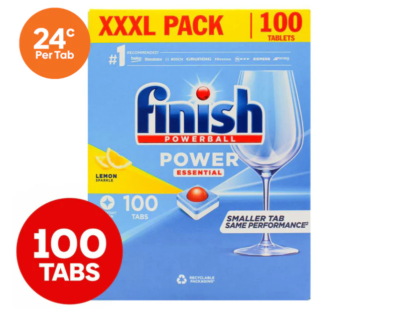 Finish Powerball Power Essential Dishwashing Tablets Lemon Sparkle 100pk