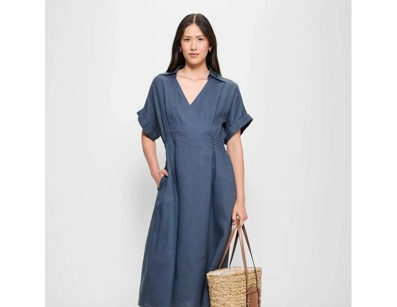 Target European Linen Wrap Midi Dress