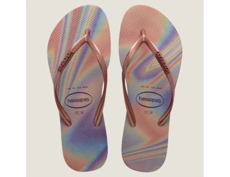 Havaianas Slim Metal Logo Iridescent Thong