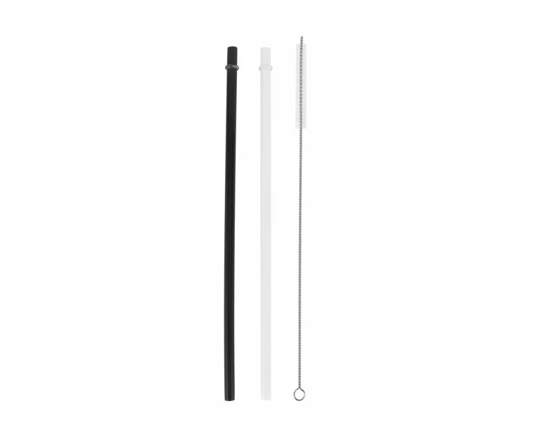 2 Pack Black and White Drink Bottle Straws with Brush - Anko