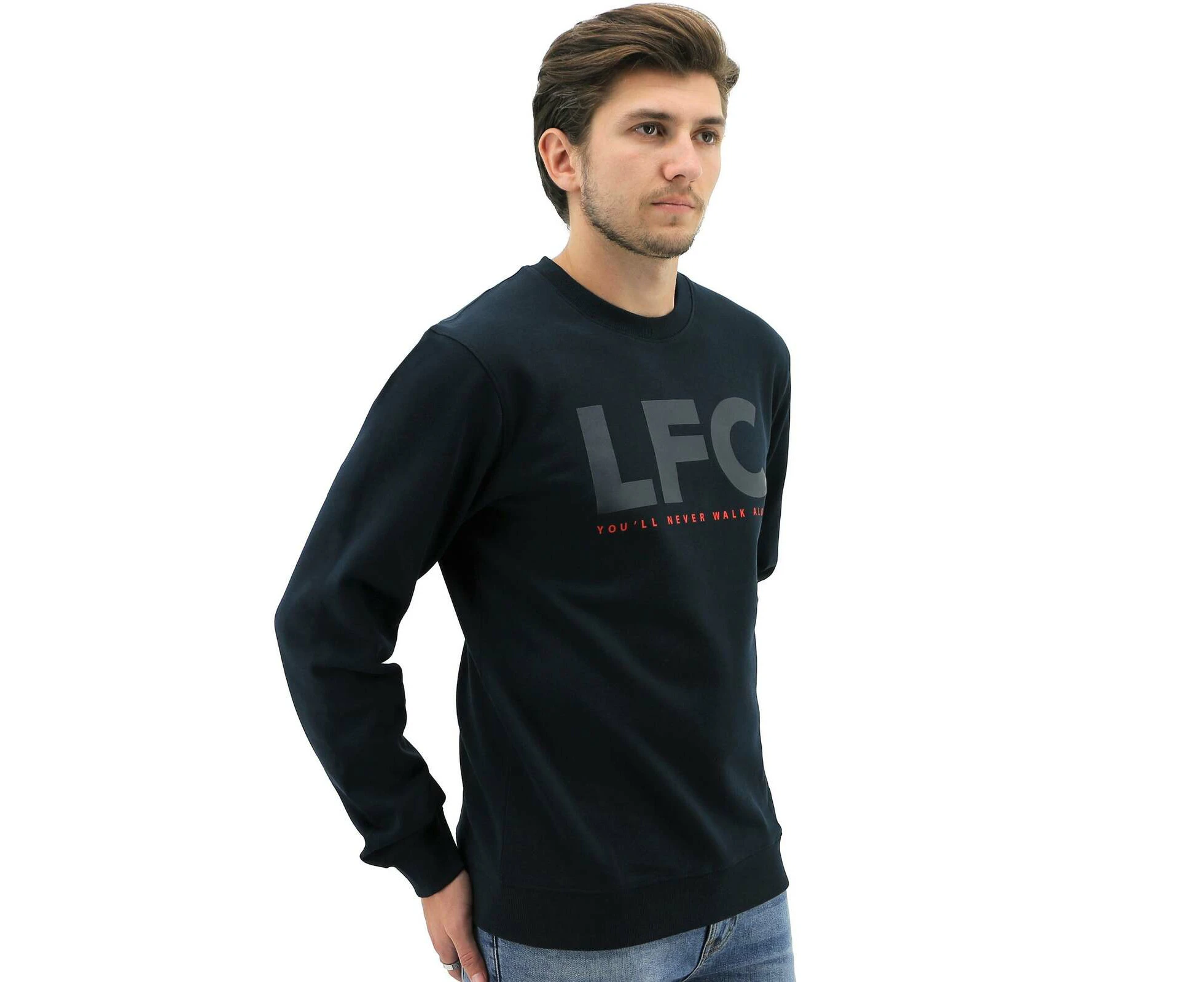 Liverpool FC Mens Crew Jumper Sweatshirt Winter Warm Soccer Football LFC - Navy