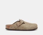 Birkenstock Unisex Boston Suede Narrow Fit Clogs - Taupe