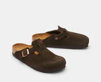 Birkenstock Unisex Boston Suede Leather Narrow Fit Clogs - Mocha