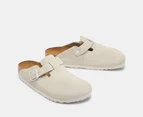 Birkenstock Unisex Boston Suede Leather Narrow Fit Clogs - Antique White