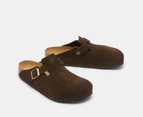 Birkenstock Unisex Boston Suede Leather Soft Footbed Regular Fit Clogs - Mocha