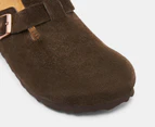 Birkenstock Unisex Boston Suede Leather Narrow Fit Clogs - Mocha