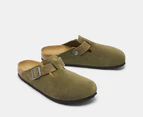 Birkenstock Unisex Boston Mixed Leather Narrow Fit Clogs - Thyme