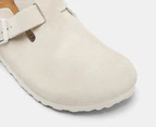 Birkenstock Unisex Boston Suede Leather Narrow Fit Clogs - Antique White