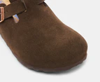 Birkenstock Unisex Boston Suede Leather Soft Footbed Regular Fit Clogs - Mocha