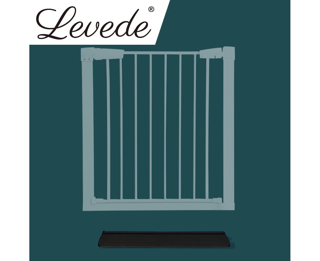 Levede Baby Safety Gate Adjustable Pet Security Stair Door Support Ramp Black