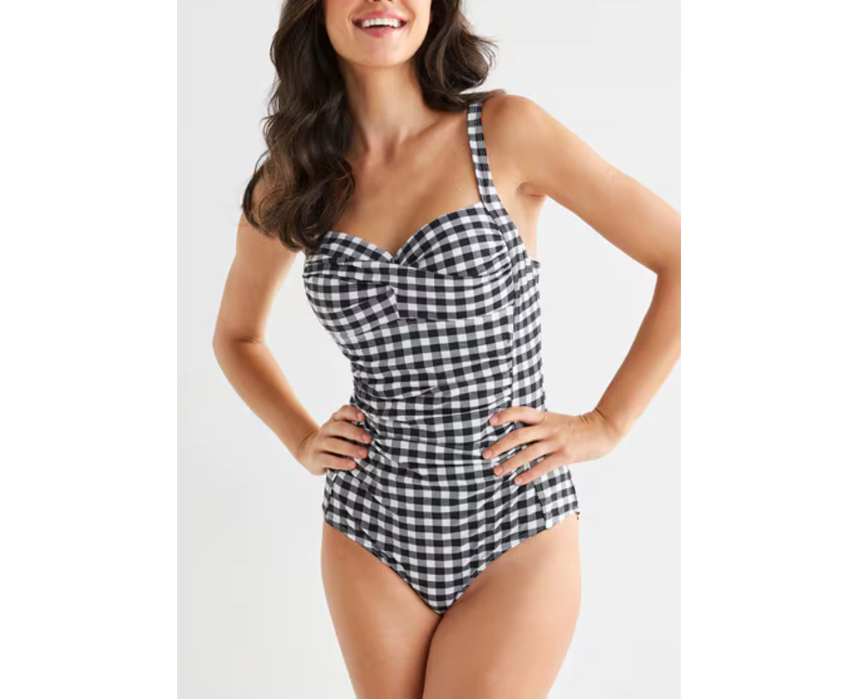 Black Gingham Swimsuit-Black