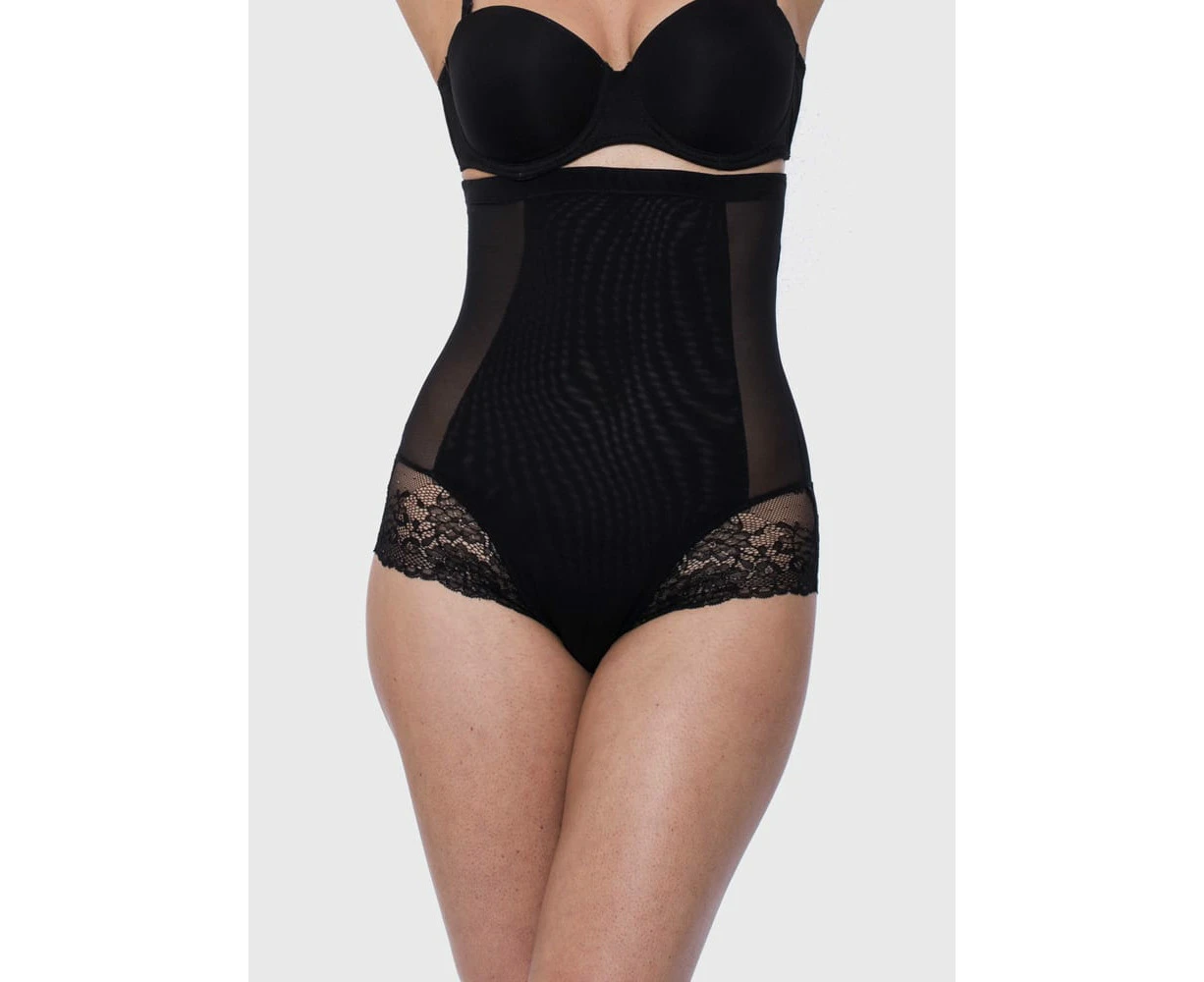 Lace Control High Waisted Brief-Black