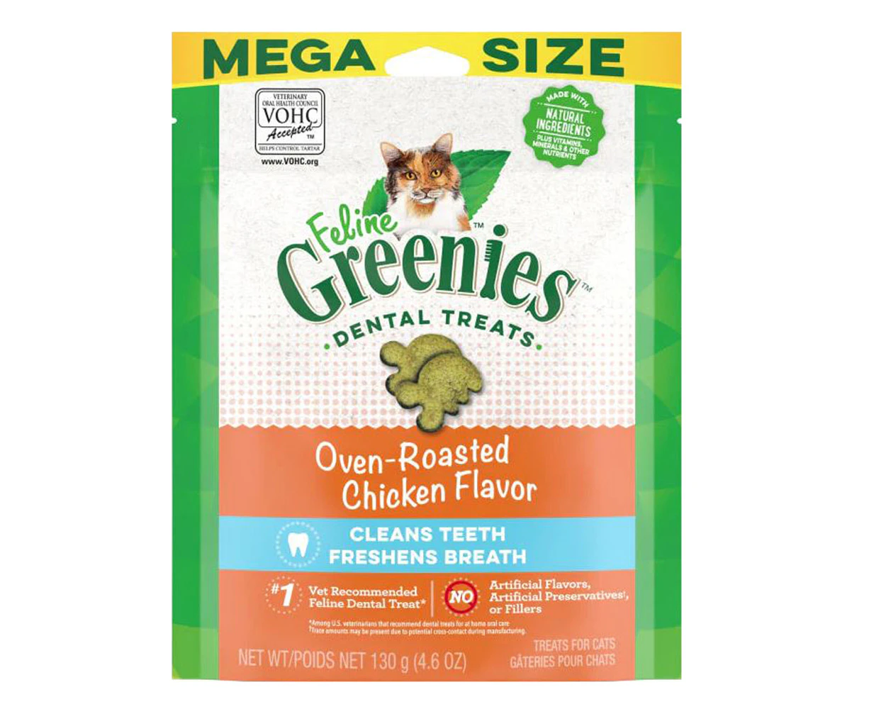 Greenies Feline Dental Treats Oven Roasted Chicken for Cats Mega Size 130g