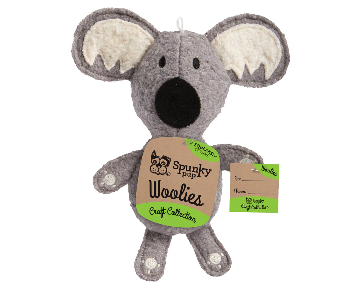 Spunky Pup Mini Woolies Koala Plush Interactive Dog Squeaker Toy