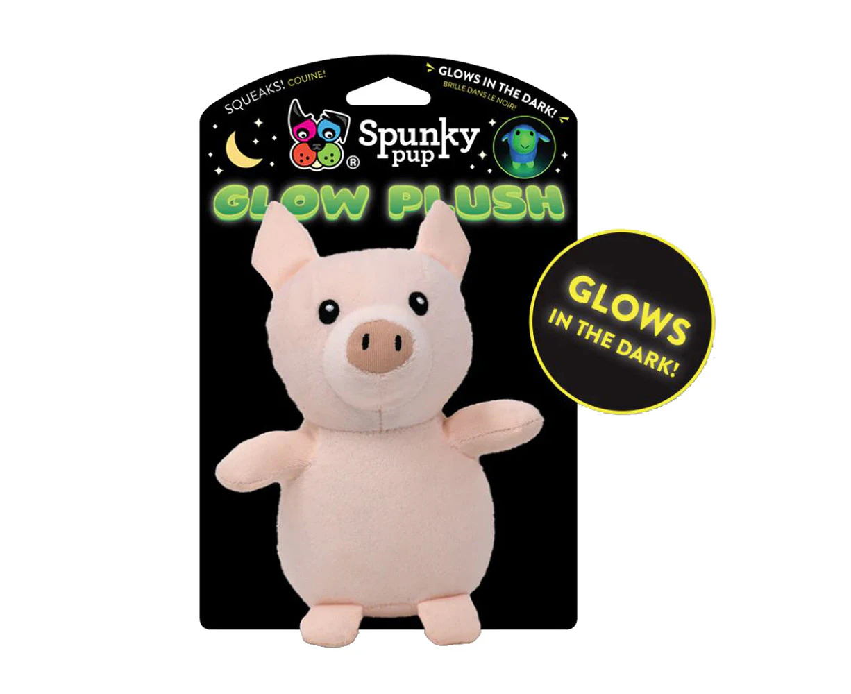 Spunky Pup Glow Plush Pig Interactive Durable Pet Dog Toy Small