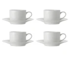 Set of 4 Maxwell & Williams 230mL White Basics Straight Cup & Saucers