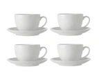 Set of 4 Maxwell & Williams 260mL White Basics Cup & Saucers