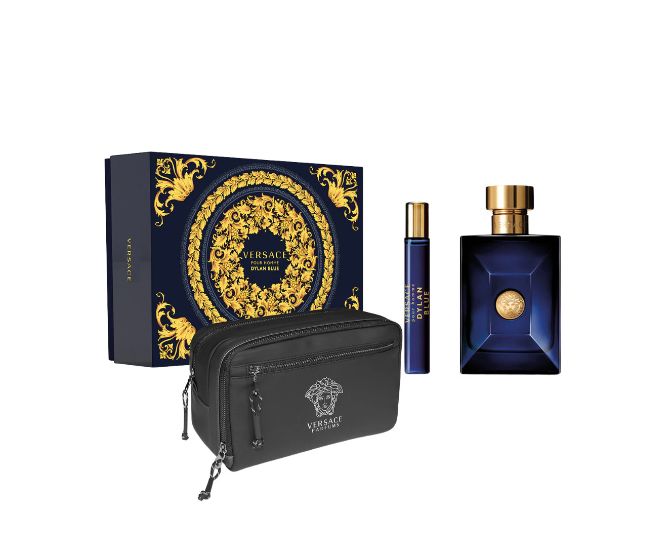 Versace Dylan Blue Pour Homme EDT 100ml 3 Piece Gift Set Trousse