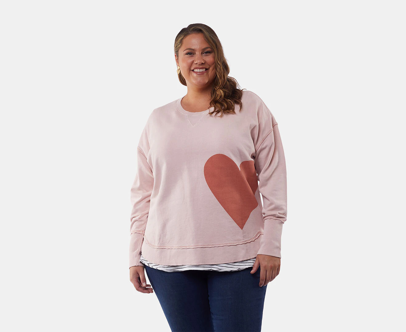 Elm Women's Two Hearts Crew Sweatshirt - Pink Blush