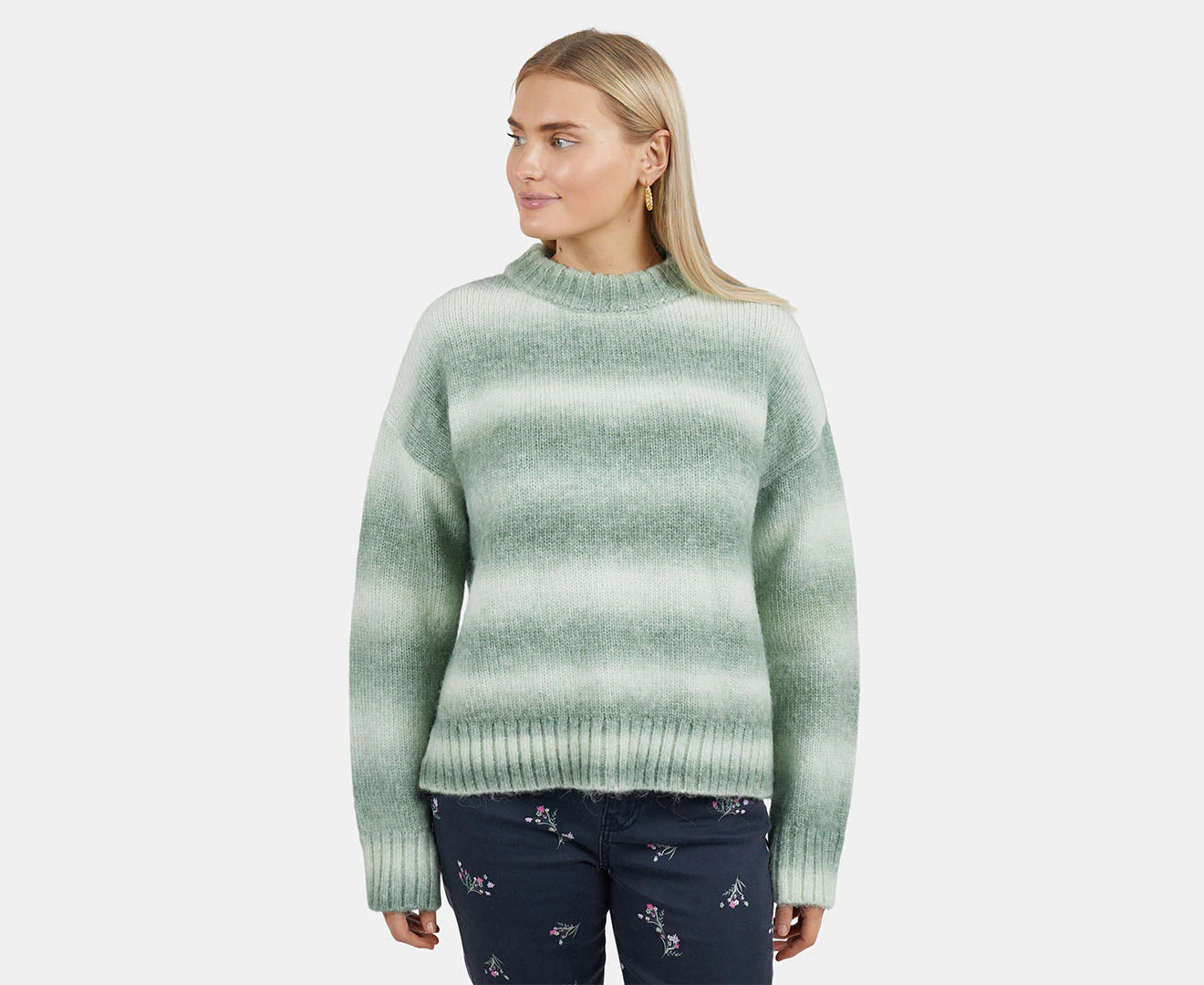 Elm Women's Briony Ombre Knit  Sweatshirt - Green Combo