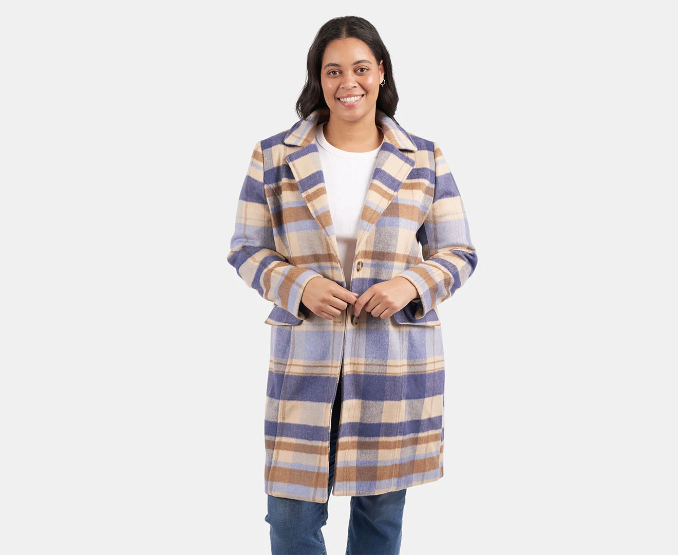 Elm Women's Cove Check Coat - Navy/Hydrangea/Irish Cream