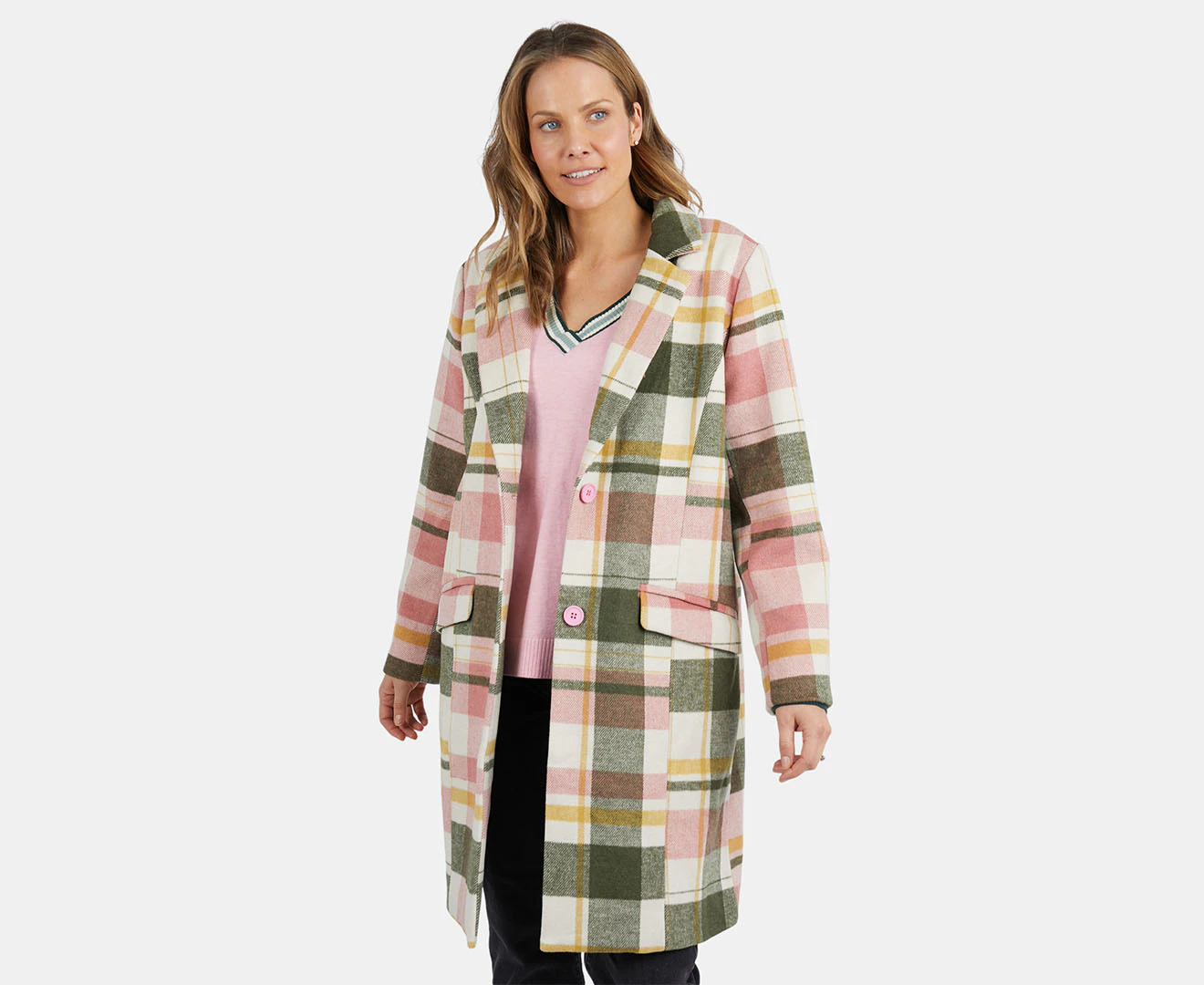 Elm Women's Blanche Check Coat - Bold Check/Multi