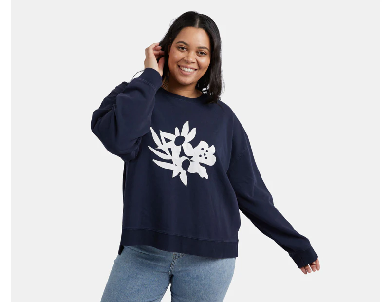 Elm Women's Inflorescence Crew Sweatshirt - Washed Navy