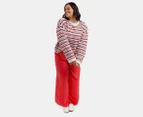 Elm Women's Rye Stripe Knit Sweater - Pink/Tangelo/Navy/White