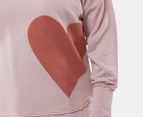 Elm Women's Two Hearts Crew Sweatshirt - Pink Blush