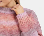 Elm Women's Briony Ombre Knit  Sweatshirt - Pink Combo